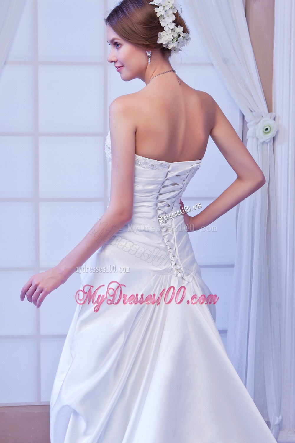 Romantic Strapless Chapel Train Beaded 2013 Bridal Dresses