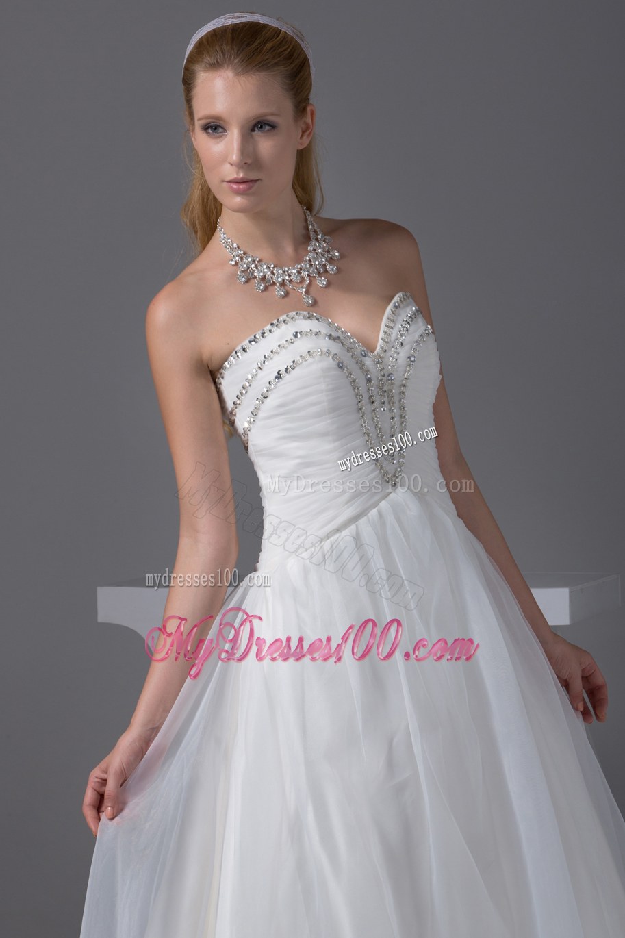 Ruching Beading Sweetheart A-line Wedding Dress