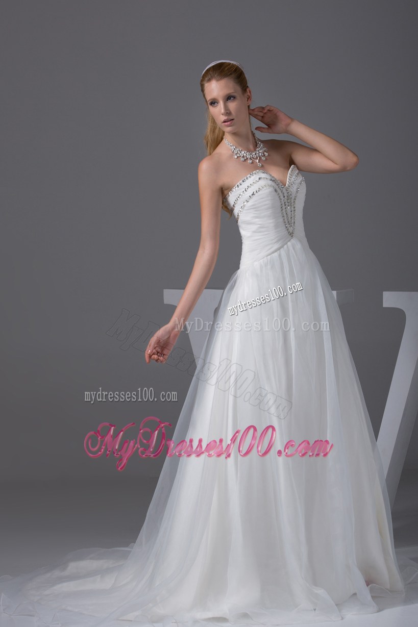 Ruching Beading Sweetheart A-line Wedding Dress