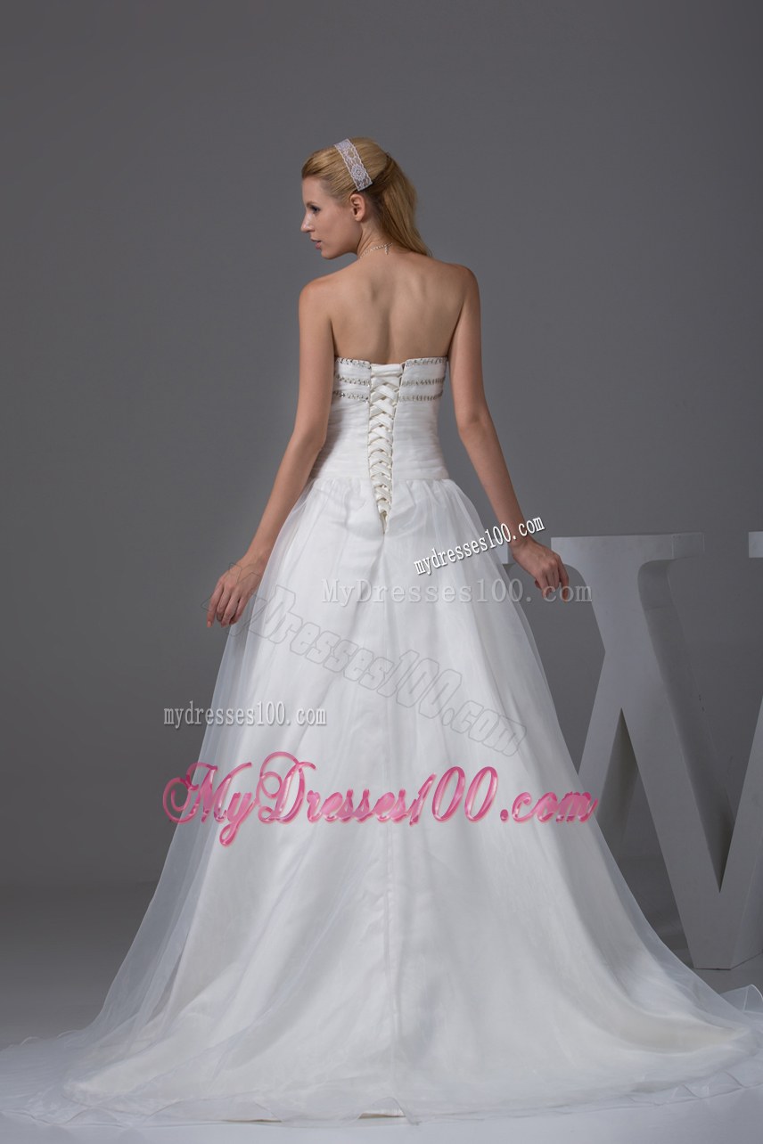 Ruching Beading Sweetheart A-line Wedding Dress