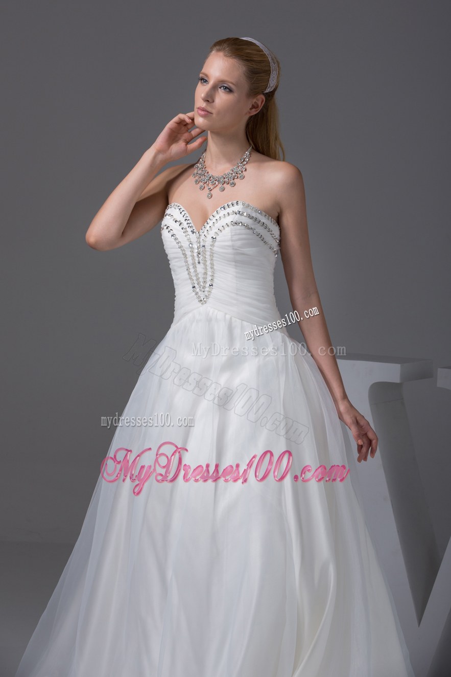 Ruching Beading Sweetheart A-line Wedding Dress