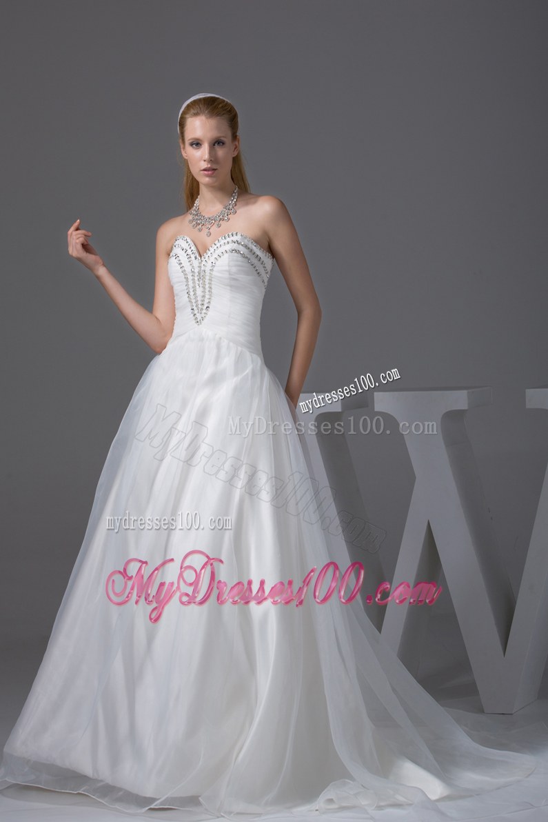 Ruching Beading Sweetheart A-line Wedding Dress
