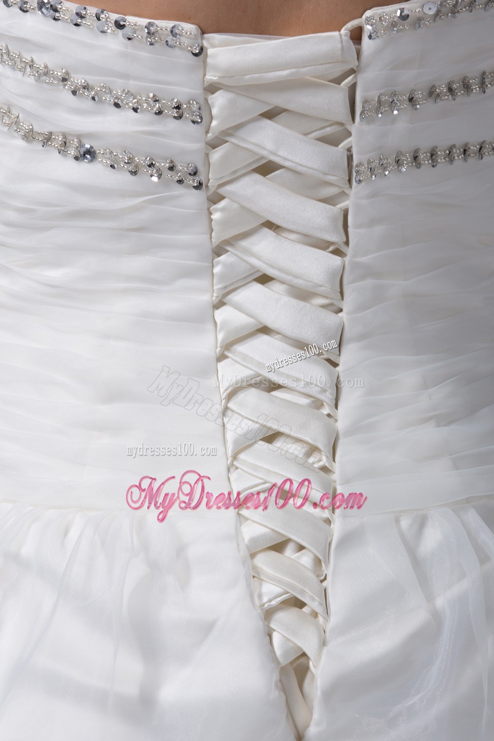 Ruching Beading Sweetheart A-line Wedding Dress