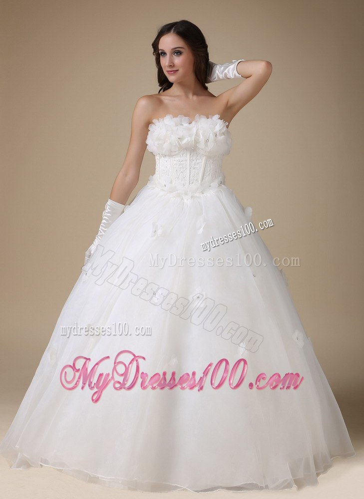 Simple Strapless Floor-length Appliques Bridal Gowns for Cheap On Sale
