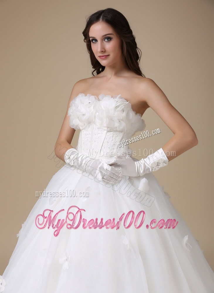 Simple Strapless Floor-length Appliques Bridal Gowns for Cheap On Sale