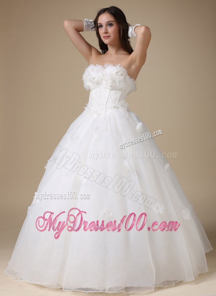 Simple Strapless Floor-length Appliques Bridal Gowns for Cheap On Sale