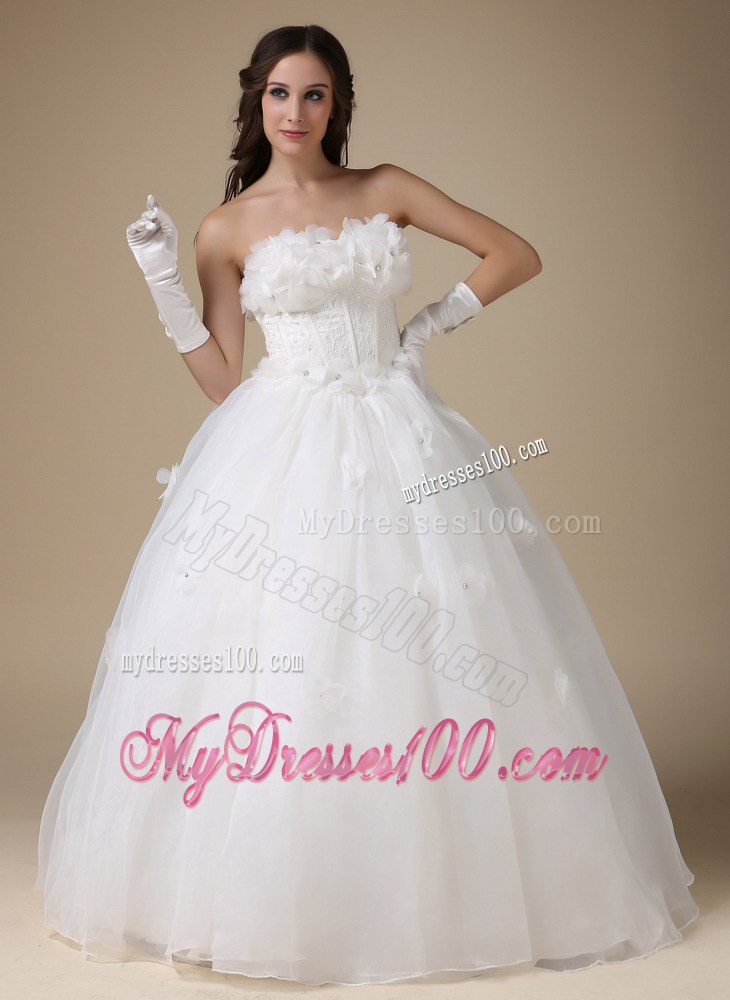 Simple Strapless Floor-length Appliques Bridal Gowns for Cheap On Sale