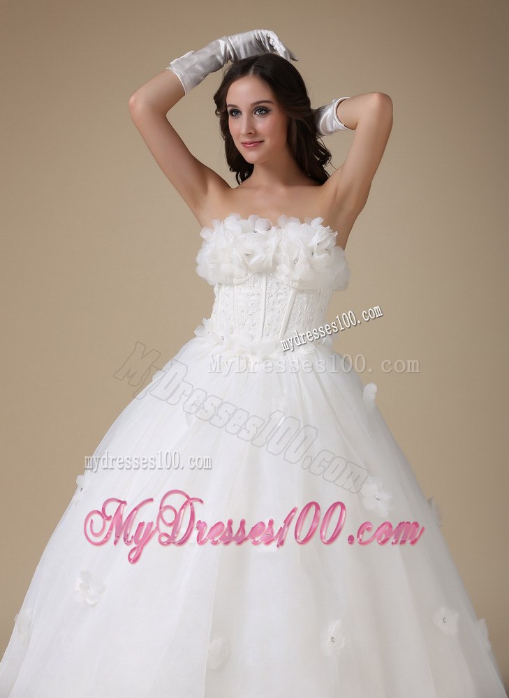 Simple Strapless Floor-length Appliques Bridal Gowns for Cheap On Sale
