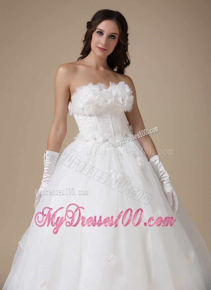 Simple Strapless Floor-length Appliques Bridal Gowns for Cheap On Sale