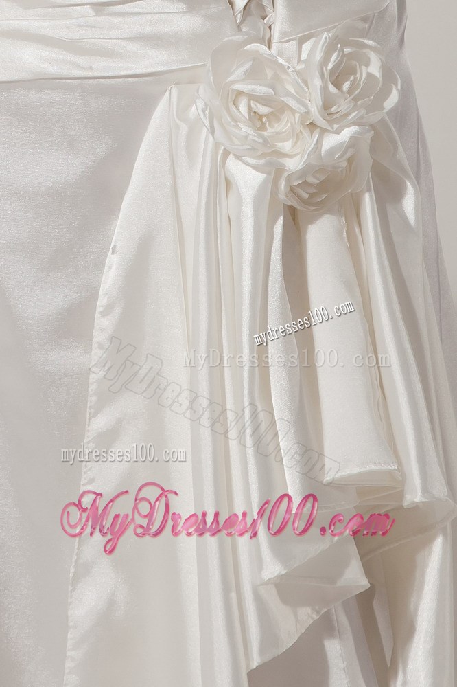 Simple Column Strapless Court Train Ruched Simple Wedding Gowns