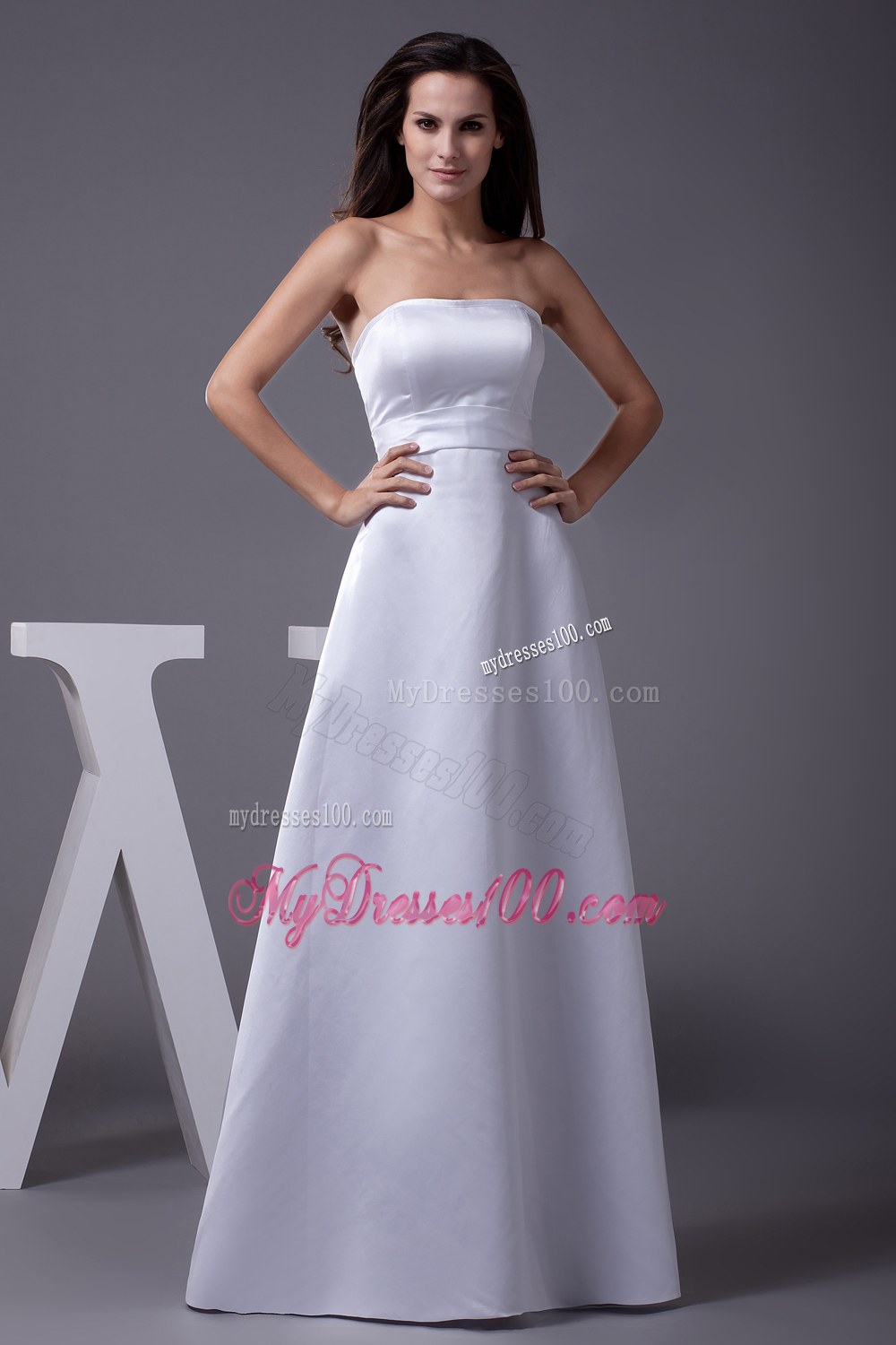 Simple Strapless Floor-length Low Price Wedding Dresses On Sale