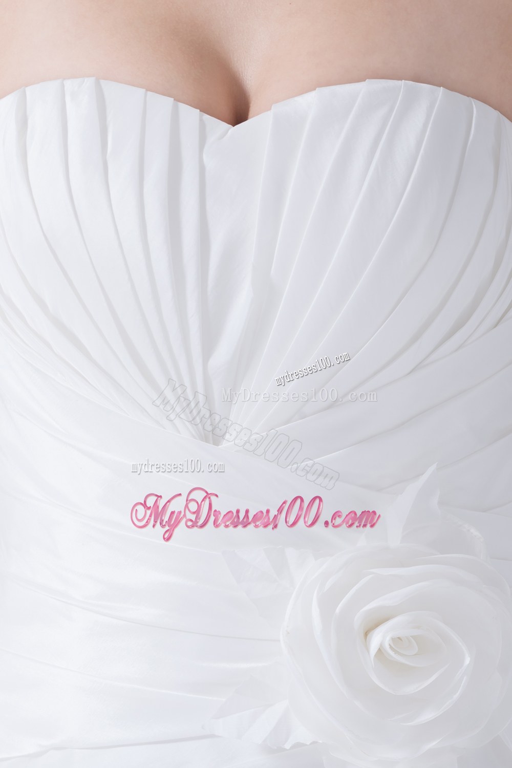 Sweetheart Mermaid Hand Made Flowers Brush Train Wedding Dress
