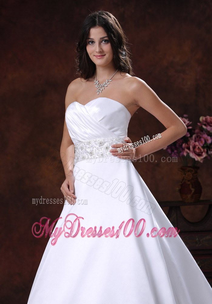 Modest Sweetheart Wedding Dresses With Beaded Decorate Waist