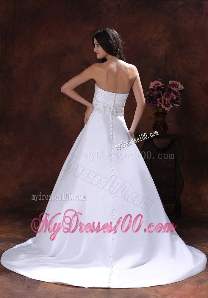 Modest Sweetheart Wedding Dresses With Beaded Decorate Waist