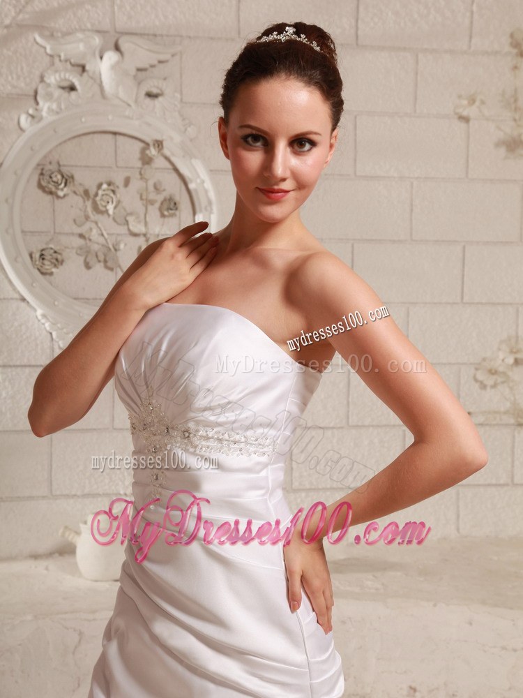 Ruched Appliques with Beading Court Train Elegant Wedding Dresses