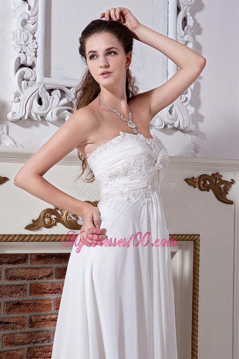 The Brand New Empire Court Train Wedding Dresses with Embroidery