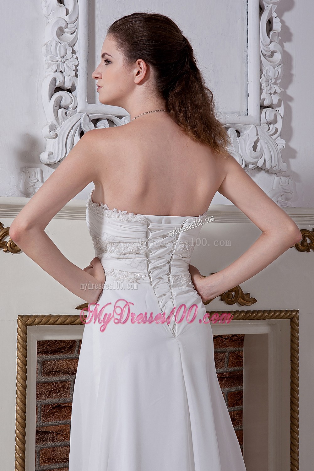 The Brand New Empire Court Train Wedding Dresses with Embroidery