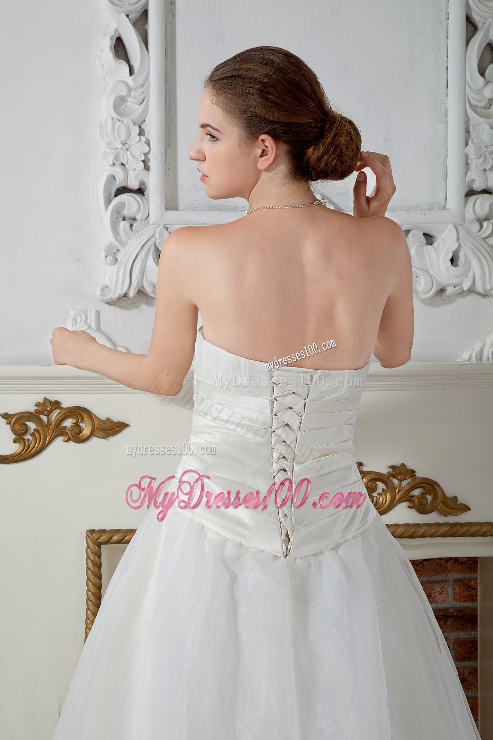 Simple Strapless Court Train Ruched Wedding Dresses for 2013