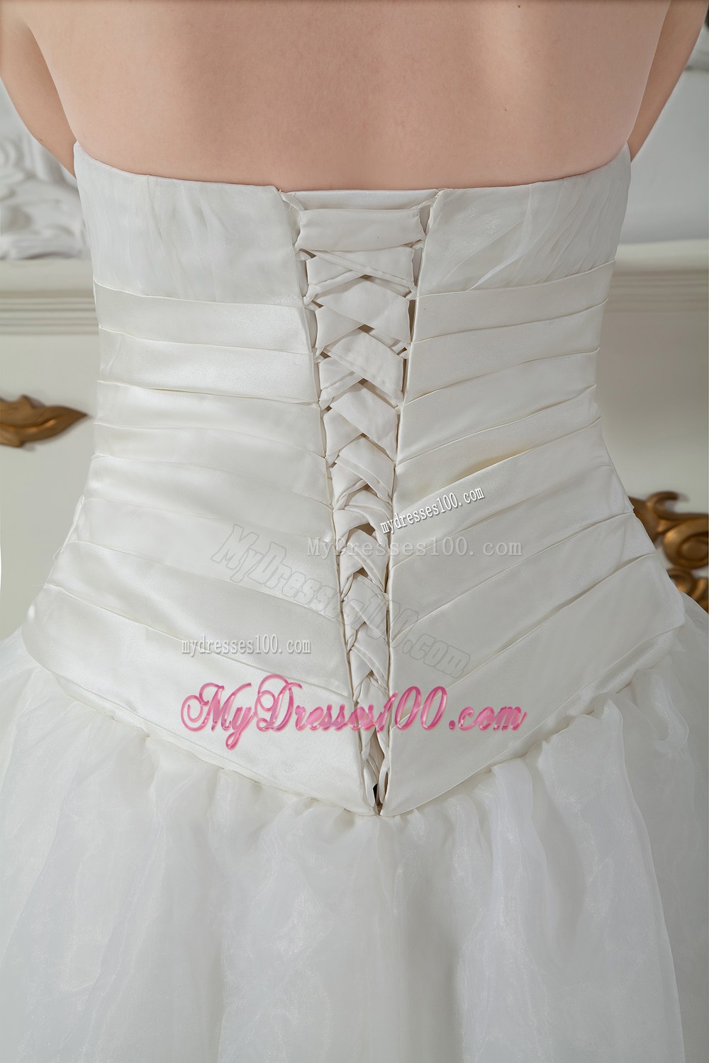 Simple Strapless Court Train Ruched Wedding Dresses for 2013