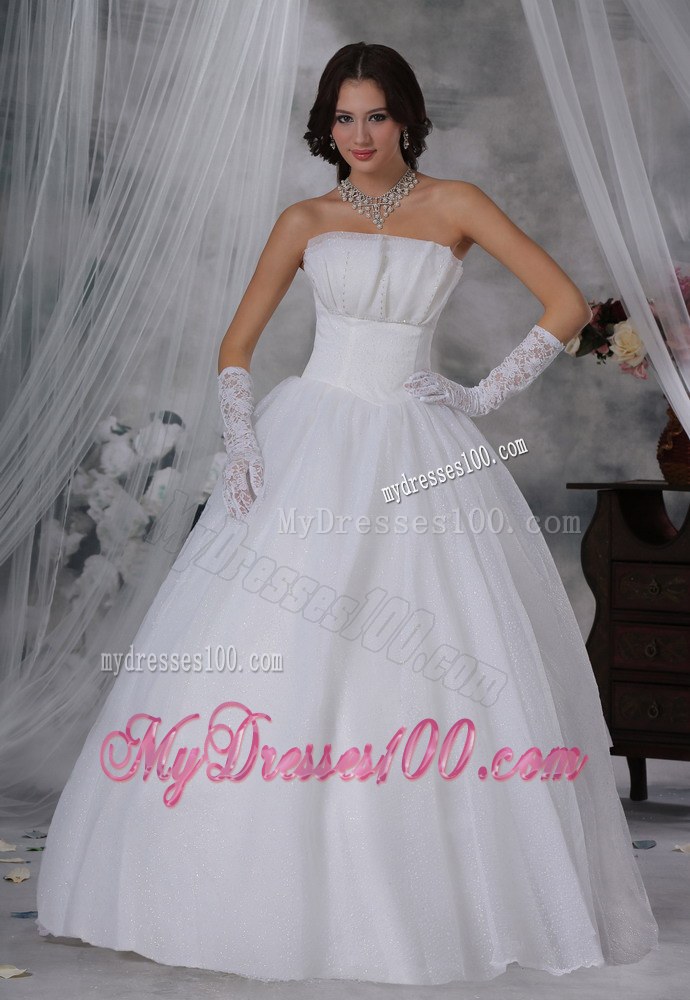 Beaded Decorate Bust Ball Gown Cheap Wedding Dress Floor-length