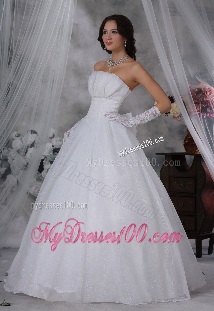Beaded Decorate Bust Ball Gown Cheap Wedding Dress Floor-length
