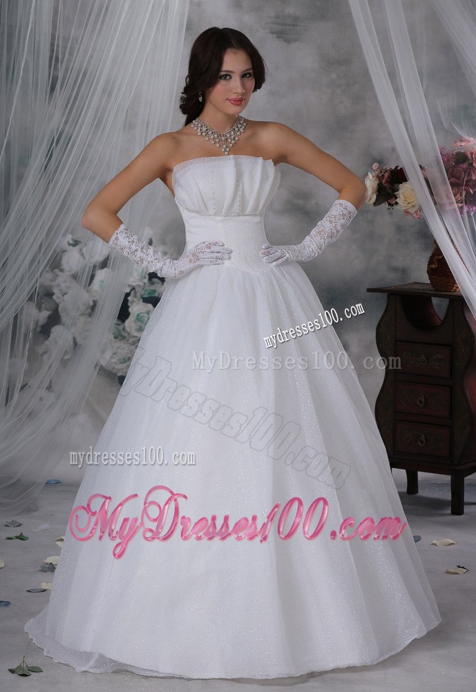 Beaded Decorate Bust Ball Gown Cheap Wedding Dress Floor-length