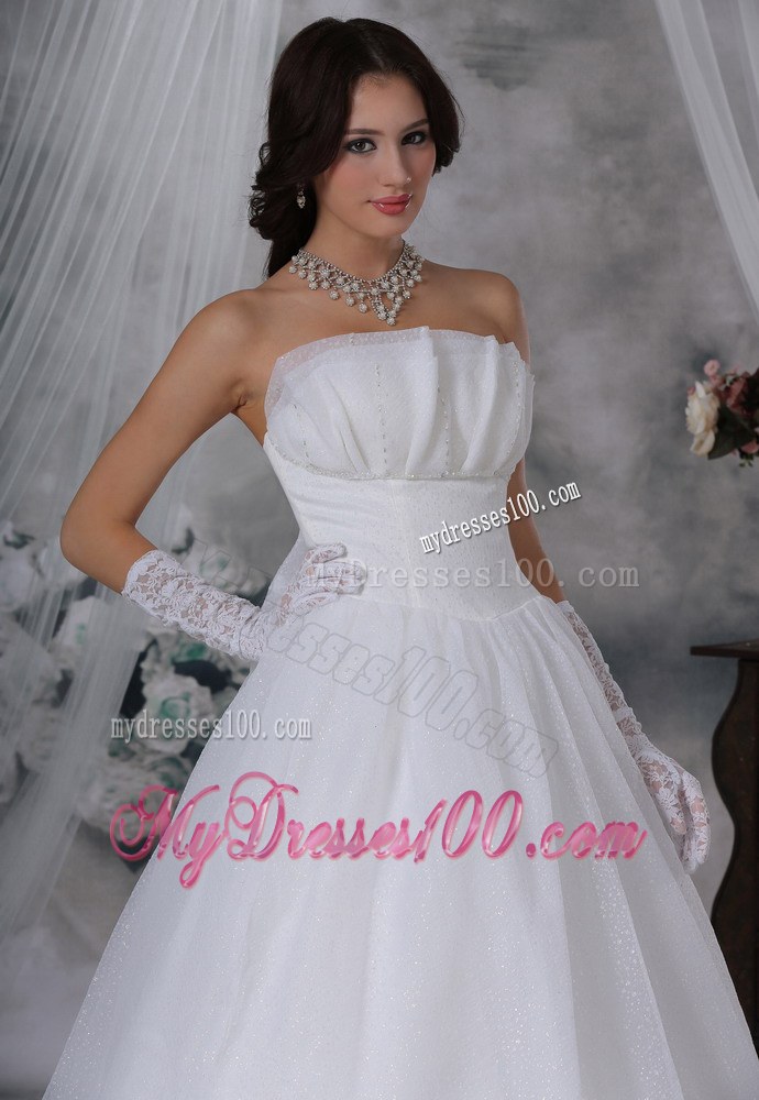 Beaded Decorate Bust Ball Gown Cheap Wedding Dress Floor-length