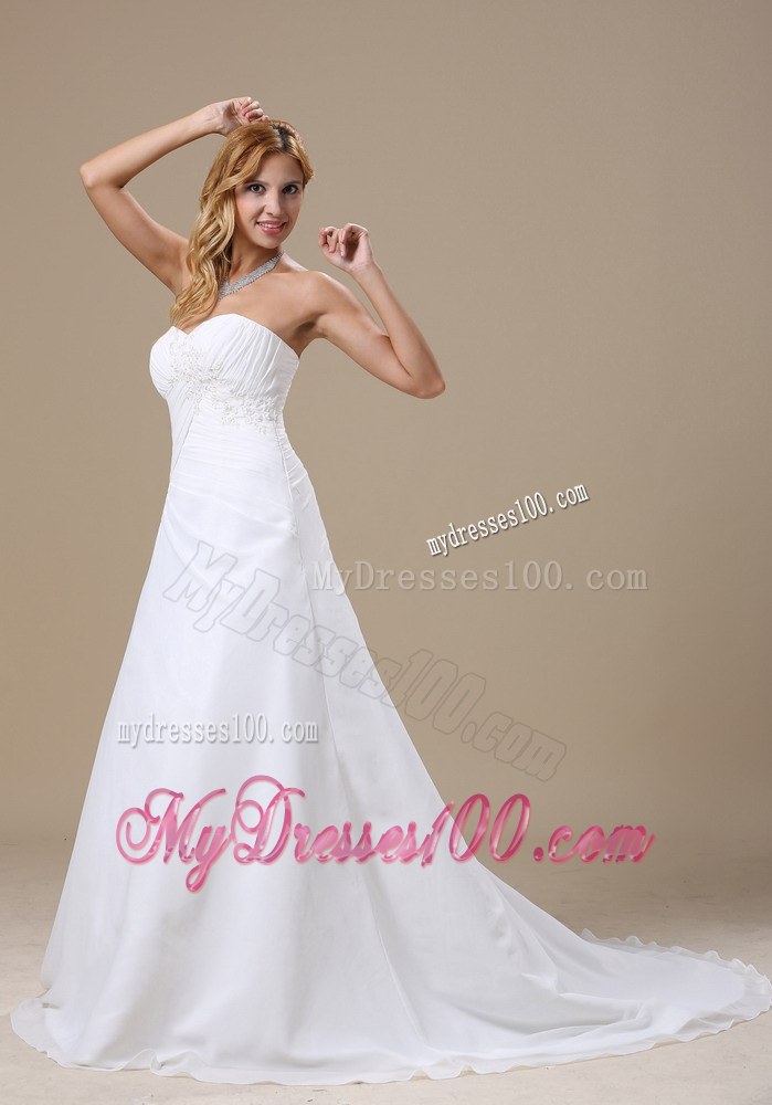 2013 Sweetheart Wedding Dress with Ruches and Appliques Custom Made