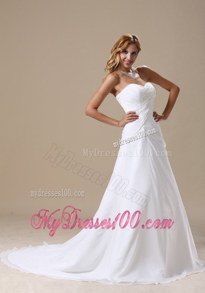 2013 Sweetheart Wedding Dress with Ruches and Appliques Custom Made