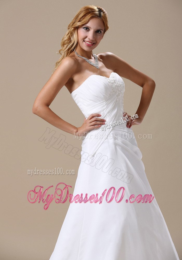 2013 Sweetheart Wedding Dress with Ruches and Appliques Custom Made