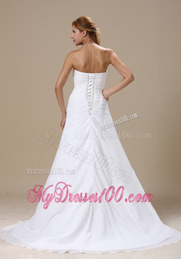2013 Sweetheart Wedding Dress with Ruches and Appliques Custom Made