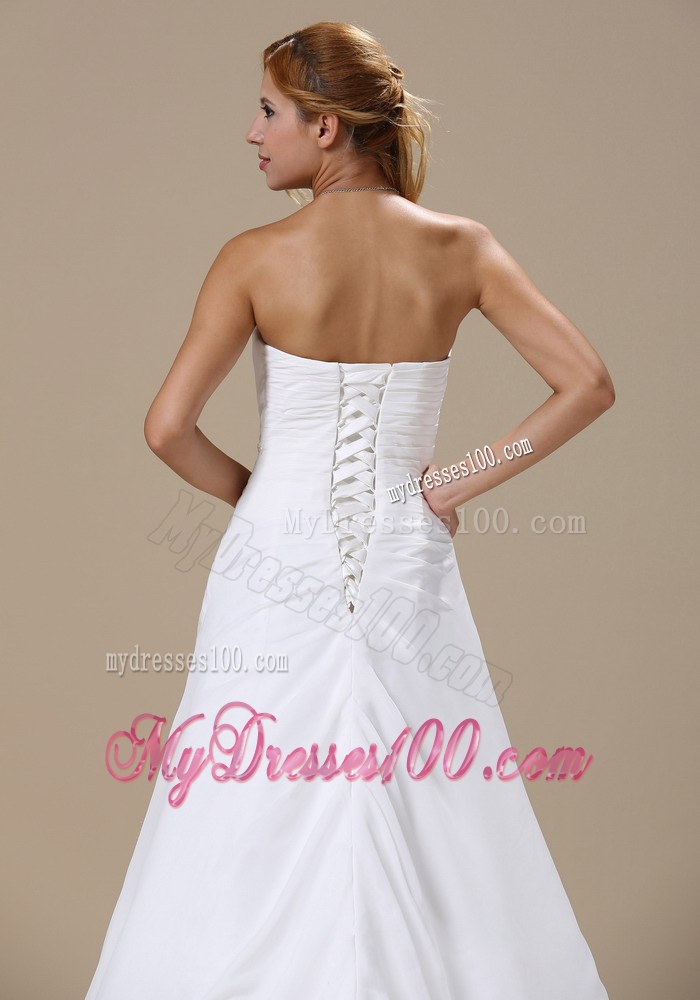2013 Sweetheart Wedding Dress with Ruches and Appliques Custom Made