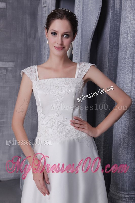 Square Chapel Train Wedding Dresses with Beading and Embroidery