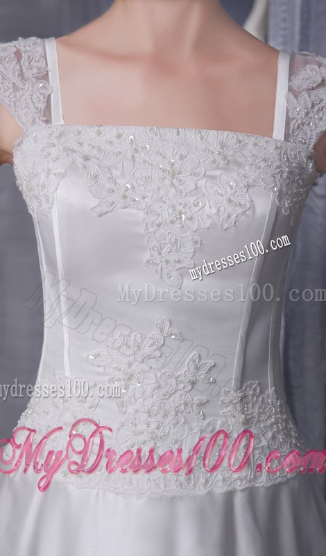 Square Chapel Train Wedding Dresses with Beading and Embroidery