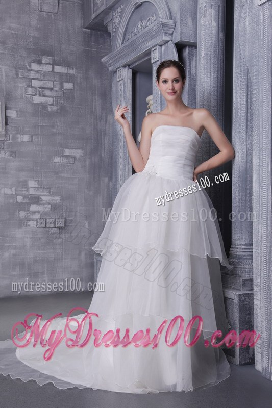 White Princess Strapless Chapel Train 2013 Bridal Gowns