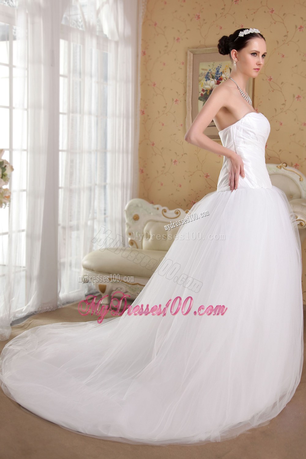 White Princess Strapless Floor-length 2013 Wedding Gowns