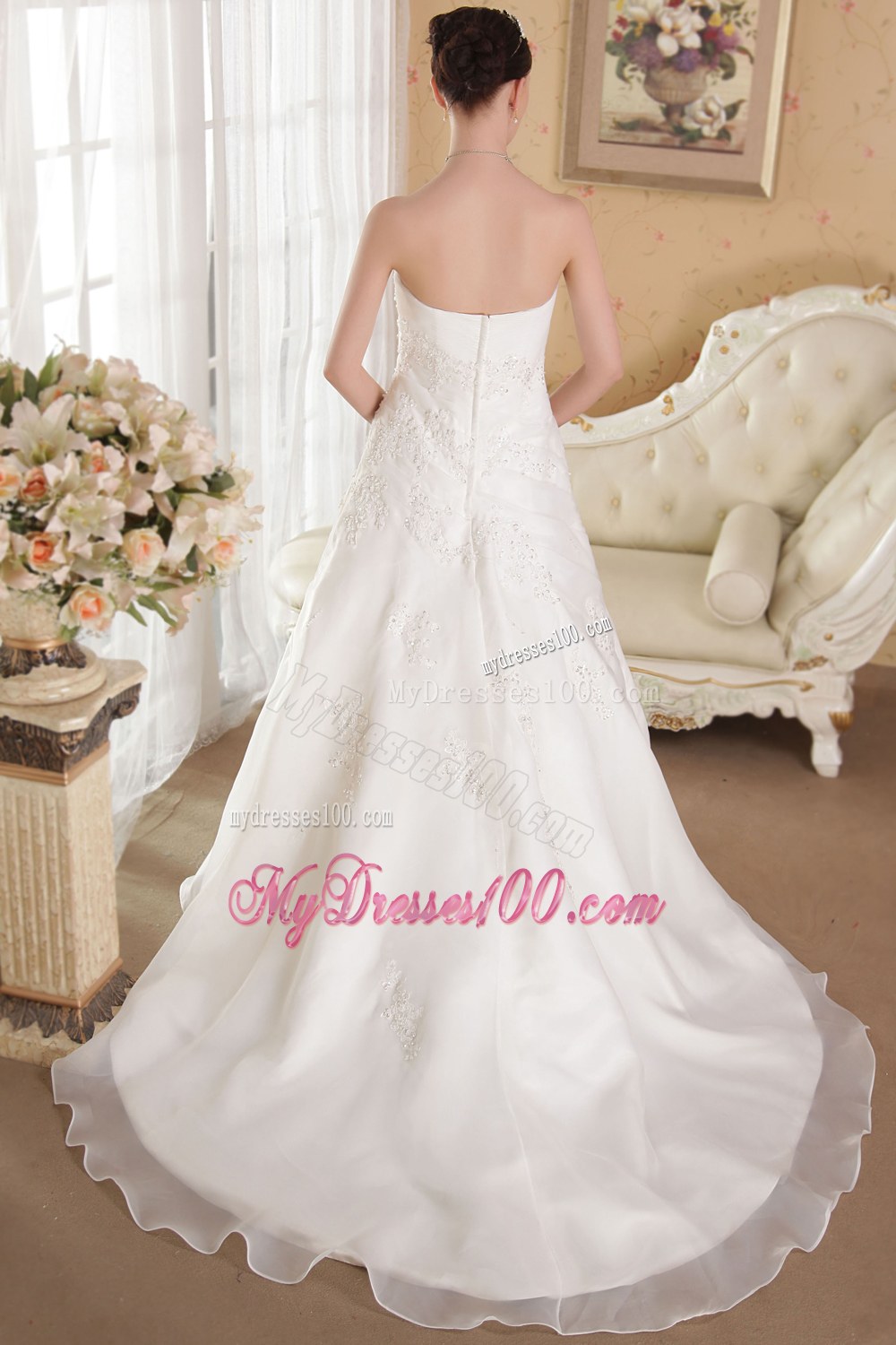 Perfect Strapless Court Train Beading 2013 Wedding Dresses