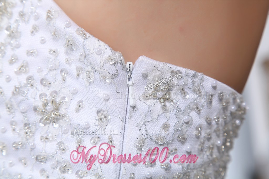 White Beading Sweetheart Hand Made Flowers Wedding Dresses