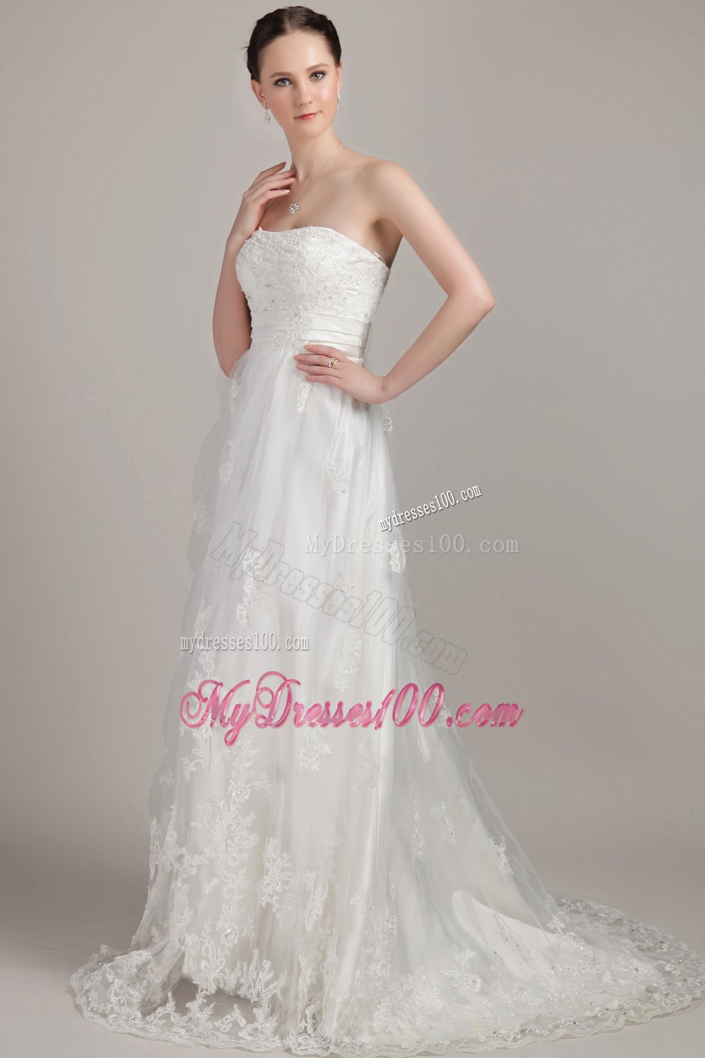 Navy Blue Sweetheart Beaded Brush Train Prom Dress with Short Sleeves