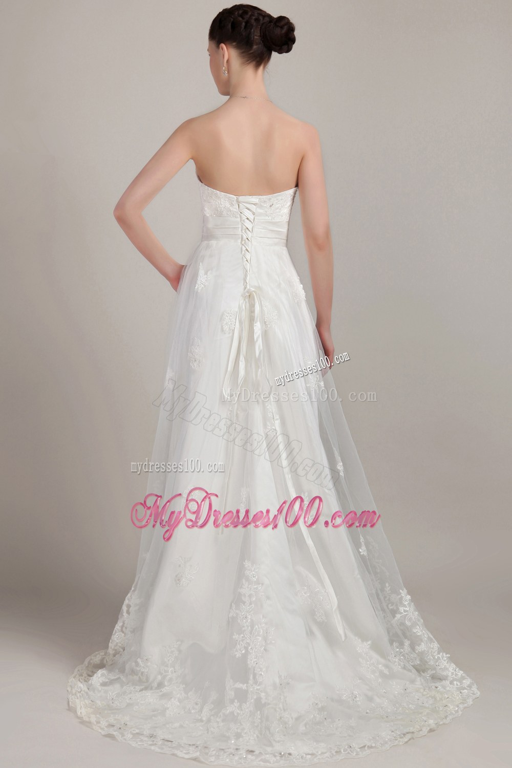 Navy Blue Sweetheart Beaded Brush Train Prom Dress with Short Sleeves