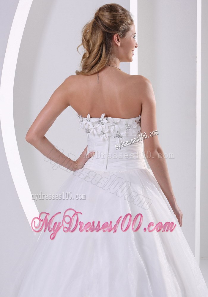 Strapless Zipper-up Popular Wedding Dress with Appliques and Beading