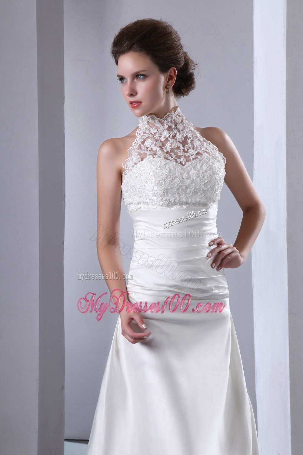 Elegant High-neck Court Train 2013 Wedding Dresses for Custom Made