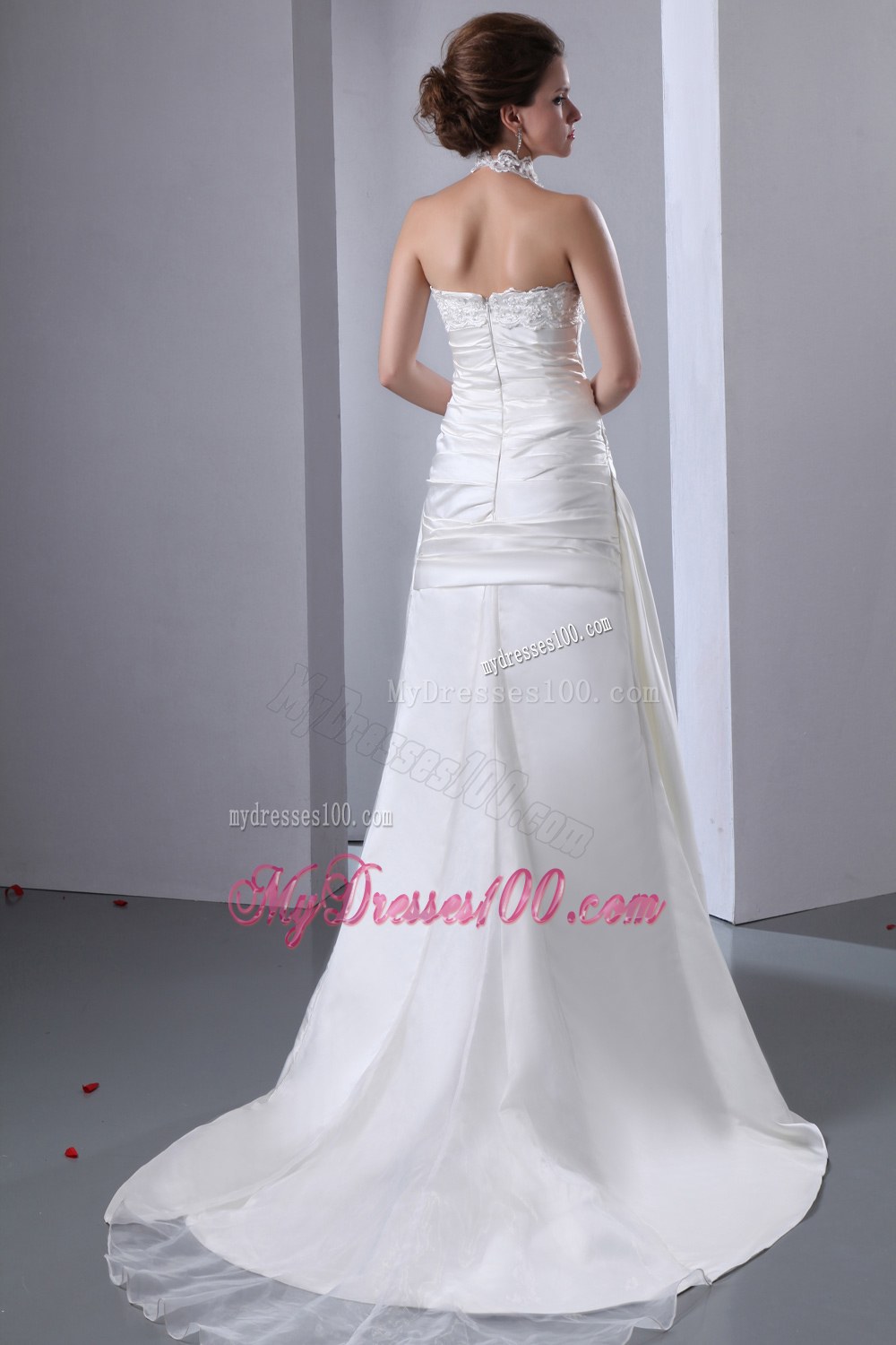 Elegant High-neck Court Train 2013 Wedding Dresses for Custom Made