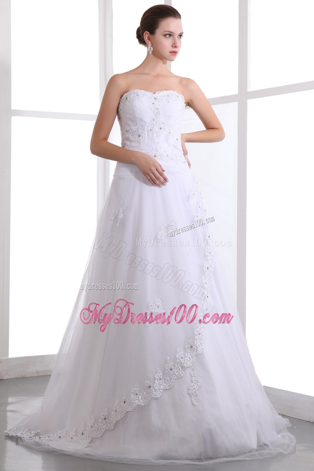 Classical Strapless Brush Train Beaded 2013 Wedding Dresses