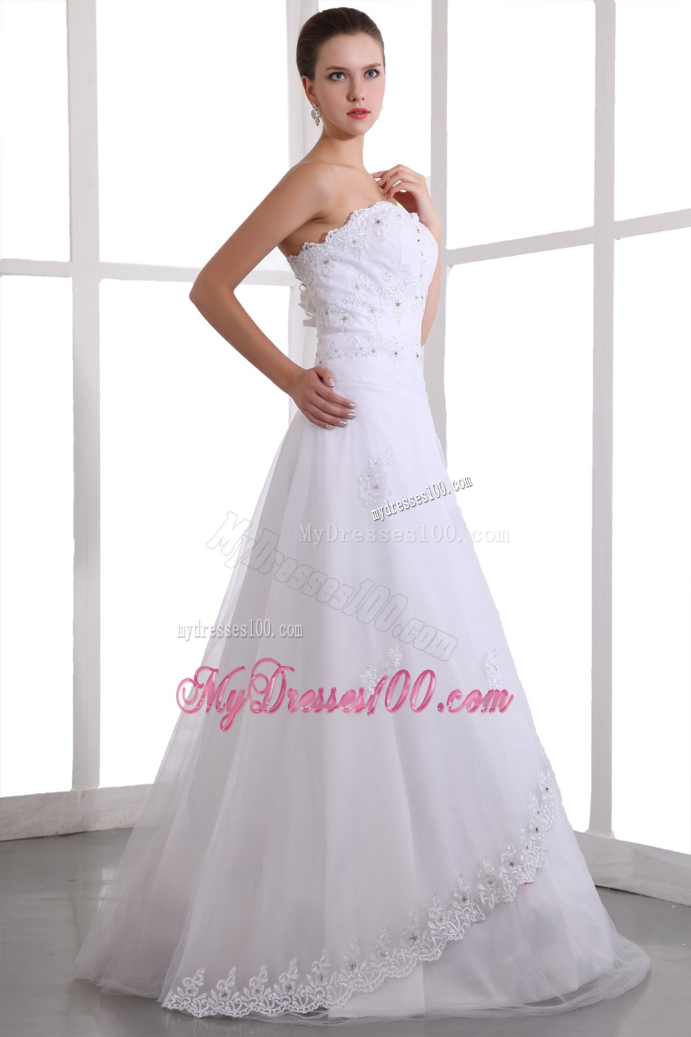 Classical Strapless Brush Train Beaded 2013 Wedding Dresses