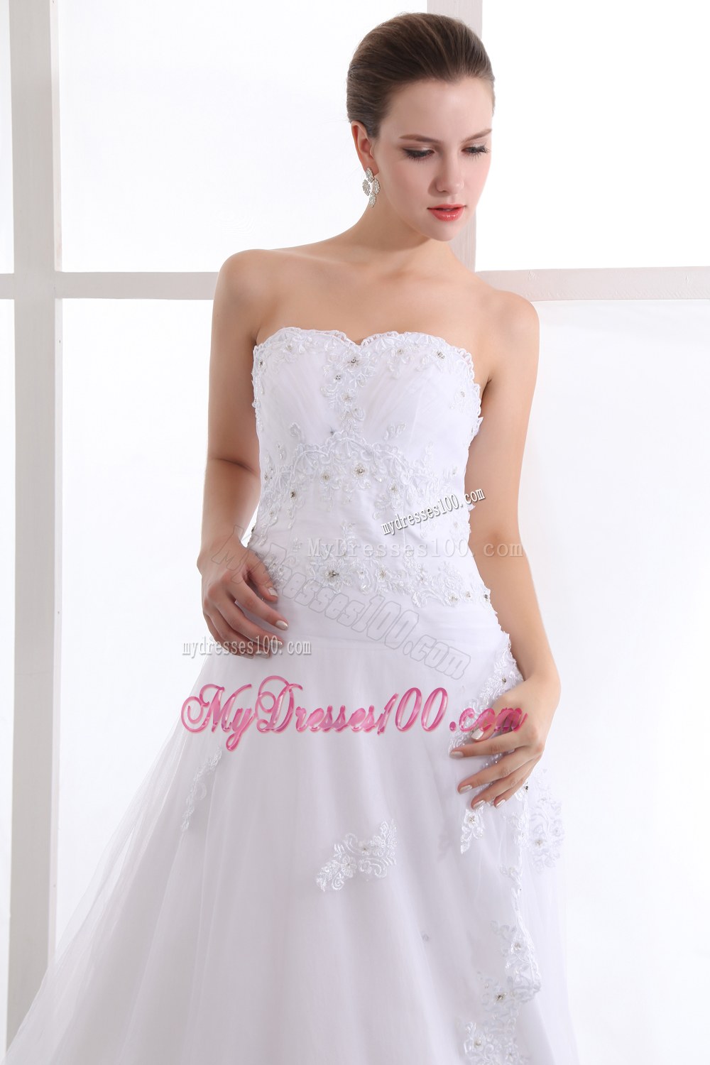 Classical Strapless Brush Train Beaded 2013 Wedding Dresses