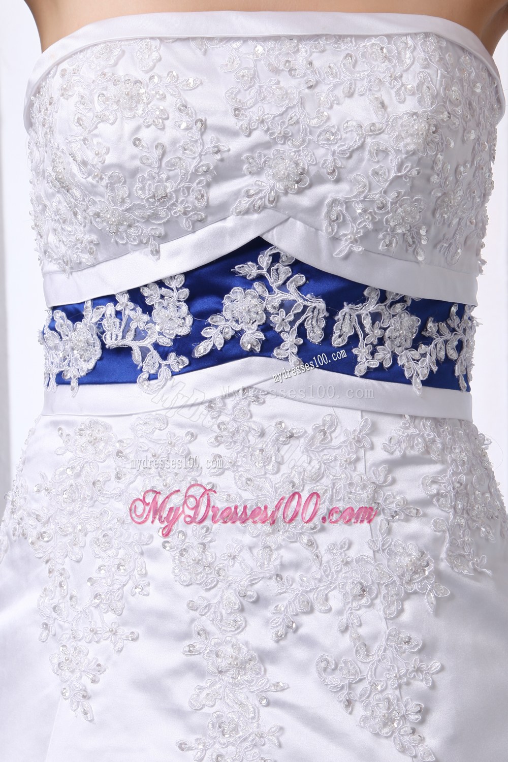 Graceful Strapless Brush Train Lace Appliques 2013 Bridal Gowns