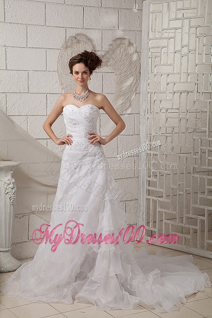 Exquisite Sweetheart Court Train Appliques 2013 Wedding Dresses On Sale