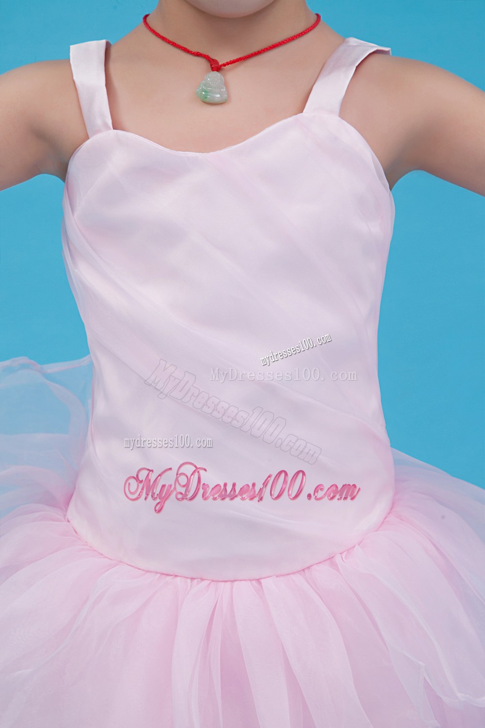 Baby Pink Straps Floor-length Flower Girl Dress