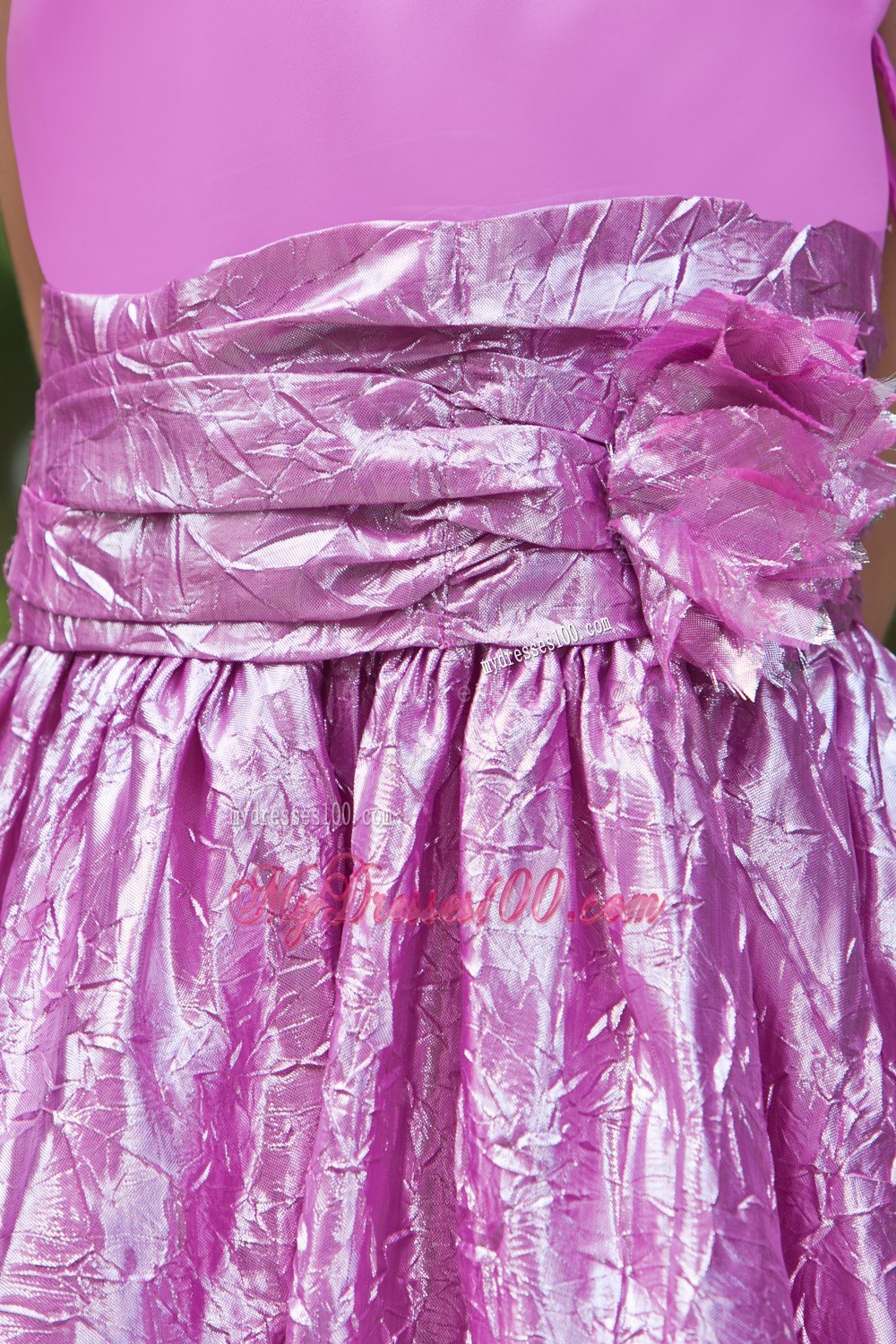 Lavender Column Sheath Scoop Ankle-length Bow Flower Girl Dress